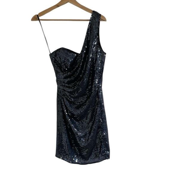 Parker Queenie Sequin Mini Dress Women’s Size Small Cocktail Glam‎ Y2K Blue - Picture 2 of 9